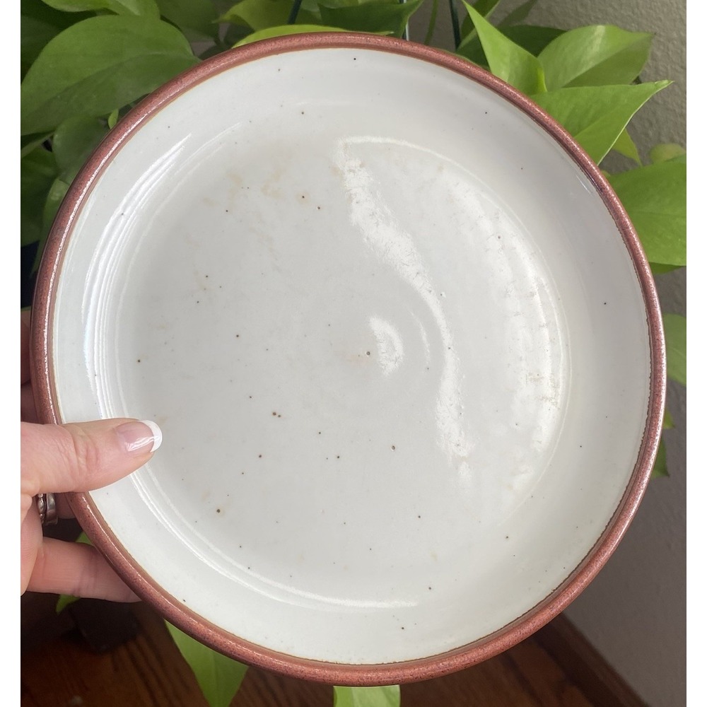 Lauffer Salad Plate Stoneware Brown Trim Speckled Curry Japan 8 5/8"